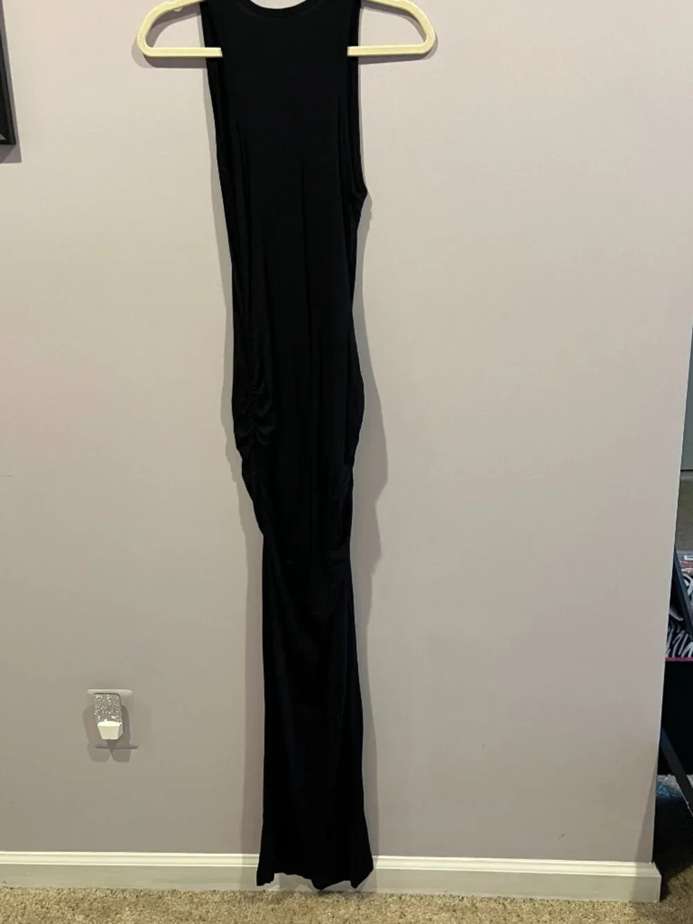 Women's Venus Black Long Ruched Sides Dress Size S